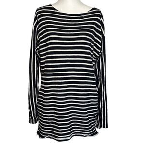Intimately Free People Come On Over Striped Tunic Dress Womens Medium Boho Black